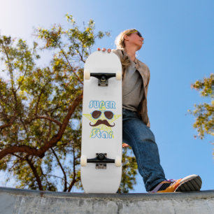 Super Star with sunglasses and mustache Skateboard