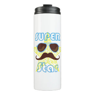Super Star with sunglasses and mustache Thermal Tumbler