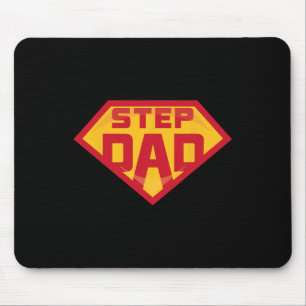Super Stepdad Funny Hero Step Dad Birthday Fathers Mouse Pad