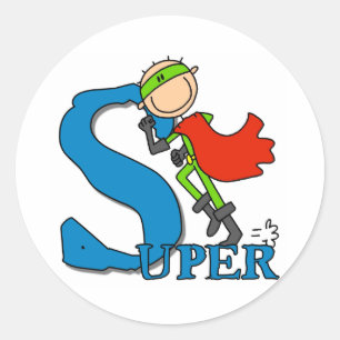 Super Stick Figure Hero Classic Round Sticker