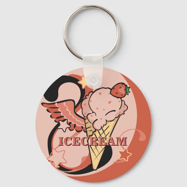 Super Strawberry Ice Cream Keychain (Front)