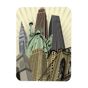 Super Stylised Cityscape NYC Magnet