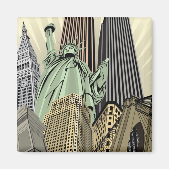 Super Stylised Cityscape NYC Magnet (Front)