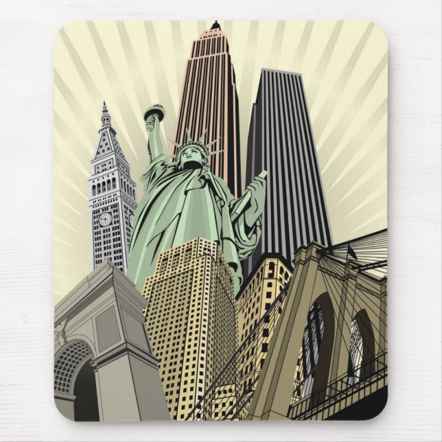 Super Stylised Cityscape NYC Mouse Pad (Front)
