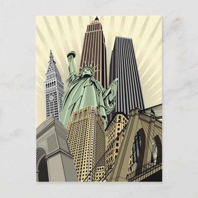 Super Stylised Cityscape NYC Postcard (Front)