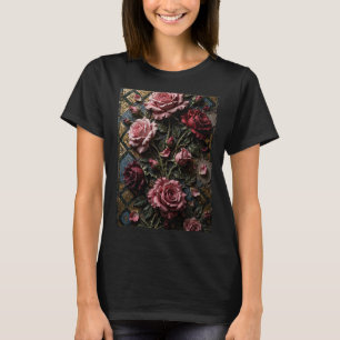Super Super 3D Roses Mosaic design T-Shirt