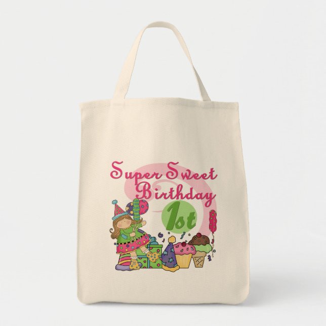 Super Sweet 1st Birthday T-shirts and Gifts Tote Bag (Front)