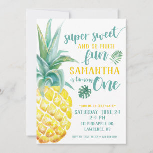 Super Sweet Pineapple First Birthday Invitation