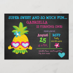 Super Sweet Pineapple First Birthday Invitation
