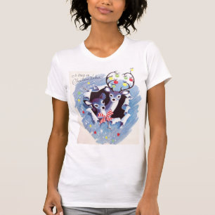 Super Sweet Vintage Blue Reindeer Christmas T-Shirt