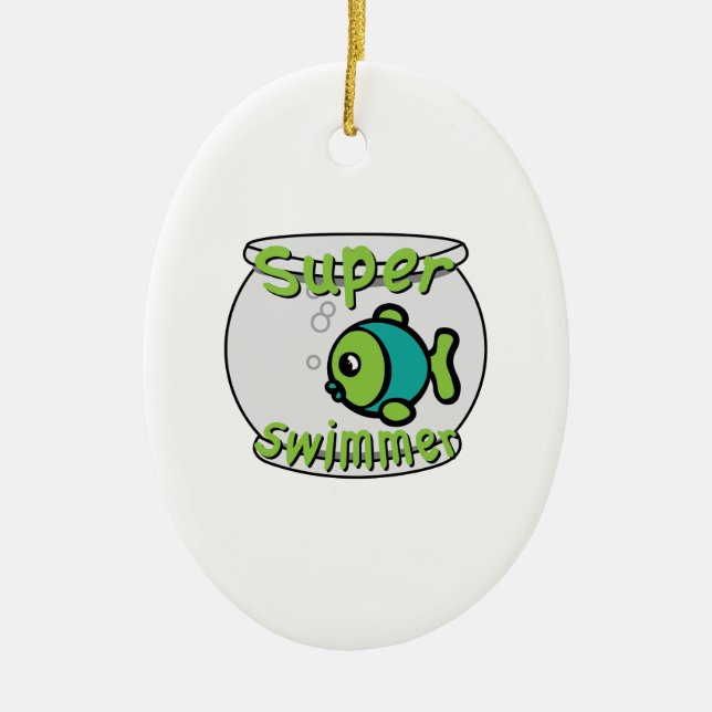 Super Swimmer Ceramic Ornament (Front)