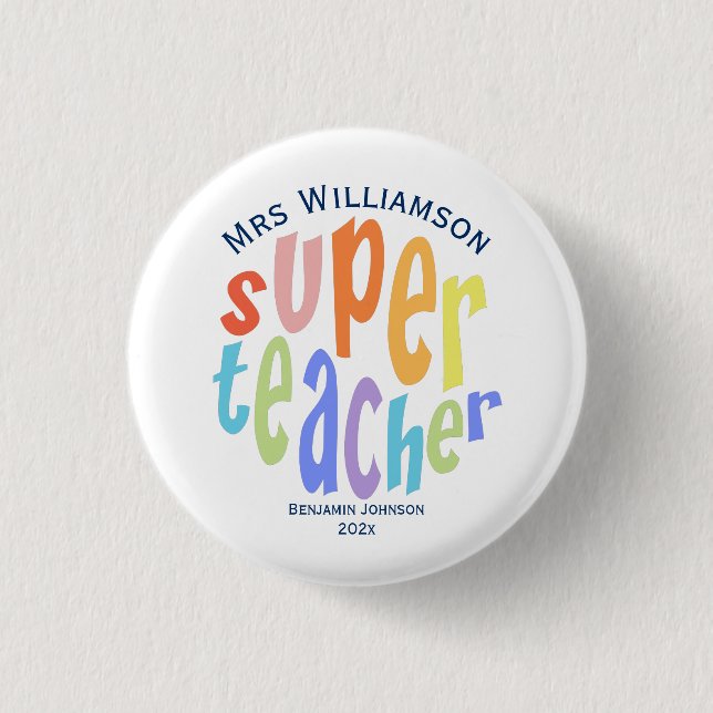 Super Teacher Appreciation Day Thank You 3 Cm Round Badge (Front)