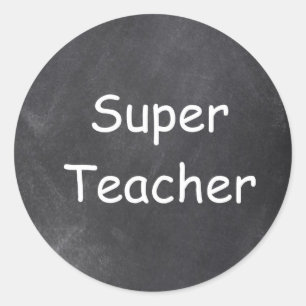 Super Teacher Chalkboard Design Gift Idea Classic Round Sticker