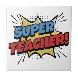 Super Teacher Comic Style Ceramic Tile