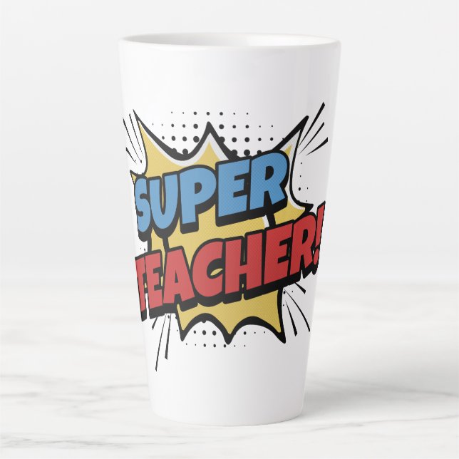 Super Teacher Comic Style Latte Mug (Front)