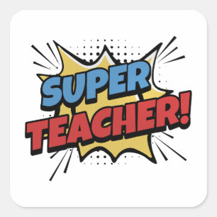 Super Teacher Comic Style Square Sticker