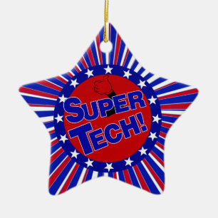 SUPER TECH BUTTON PATRIOTIC .png Ceramic Ornament