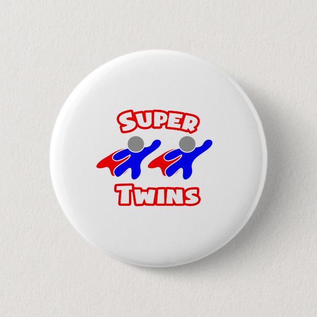 Super Twins 6 Cm Round Badge (Front)