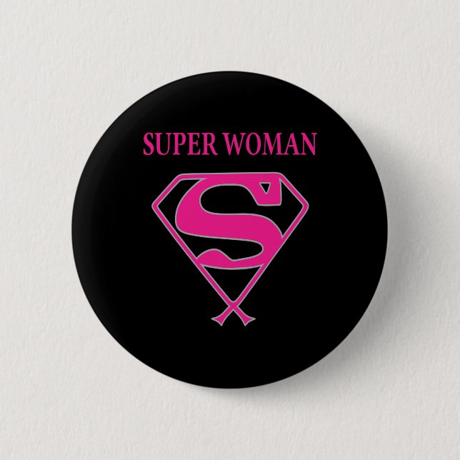 Super Woman (Breast Cancer Awareness)  6 Cm Round Badge (Front)
