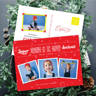 Super Wonder-is-tic Happy-docious New Year Photo Holiday Postcard