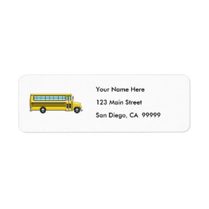 Super Yellow School Bus Return Address Label