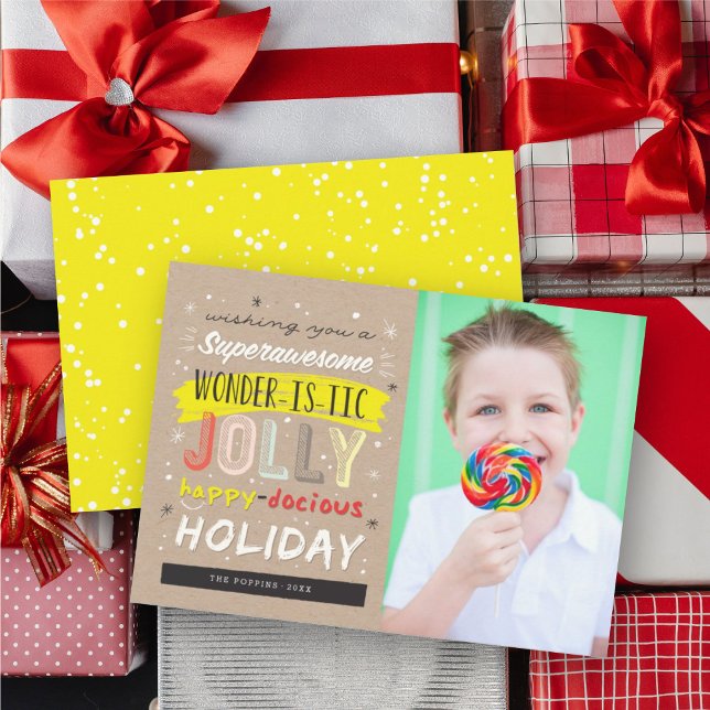 Superawesome Wonderistic Jolly Happydocious Photo Holiday Card (Creator Uploaded)