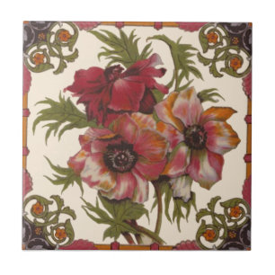 Superb Antique Poppies c1890 Warm Colours Repro Ceramic Tile