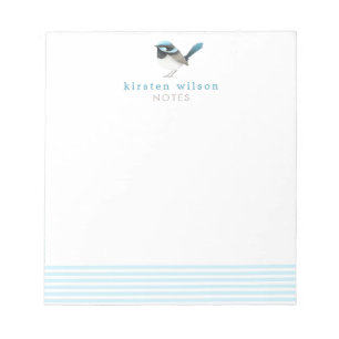 Superb Fairy Wren - Cute Blue Bird Personalised Notepad
