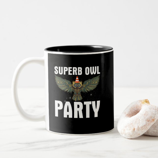 Superb Owl Party What We Do in the Shadows Classic Two-Tone Coffee Mug (With Donut)