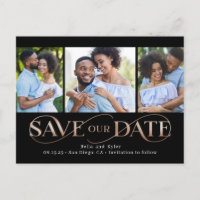 Superb Swirl 3 Photos Save The Date Postcard