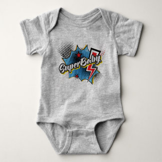 SuperBABY superhero comic bodysuit gift GRAY