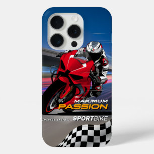 Superbike Racing Maximum Passion Biker Graphic iPhone 15 Pro Case