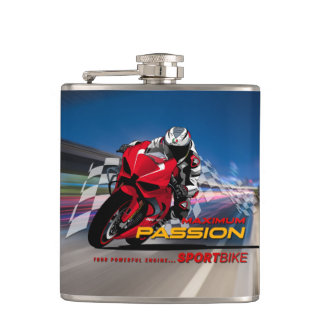 Superbike Racing Maximum Passion Biker Graphic Hip Flask