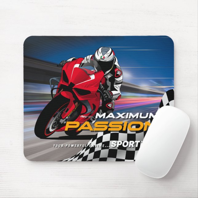 Superbike Racing Maximum Passion Biker Graphic Mouse Pad (With Mouse)