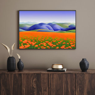 Superblooms Surreal Poppies Landscape Poster