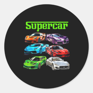 Supercar Cool Car Guy Srts Racing Fan Graphic Men  Classic Round Sticker