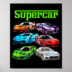 Supercar Cool Car Guy Srts Racing Fan Graphic Men  Poster