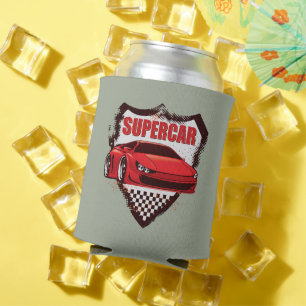 Supercar Muscle Car in Grunge Shield Can Cooler
