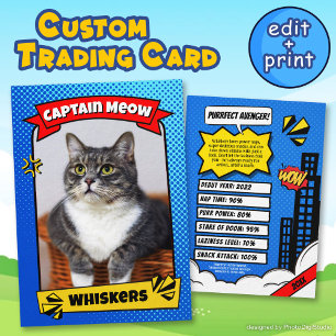 Supercat Comic Trading Card Funny Custom Cat Gift 