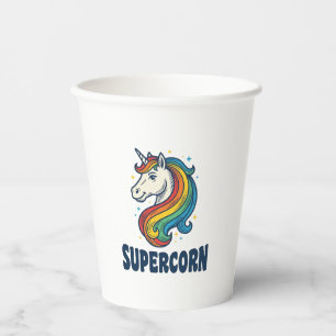 Supercorn Unicorn Vintage Engraving T-Shirt Design Paper Cups