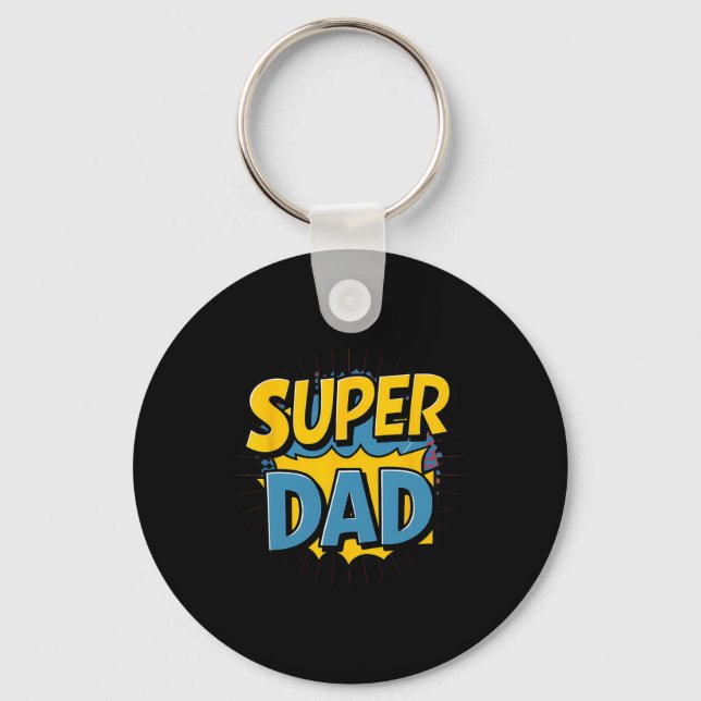Superdad Funny Superhero Dad Design Costume For Fa Key Ring (Front)