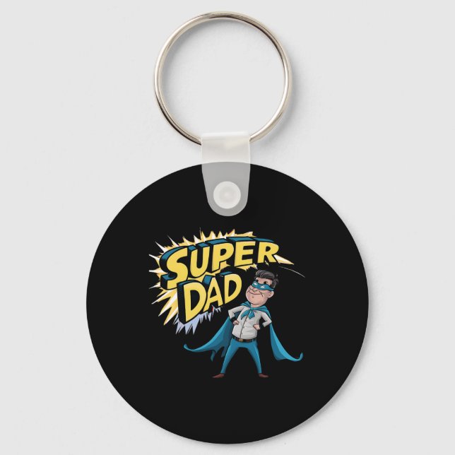 Superdad Funny Superhero Dad Present Costume For F Key Ring (Front)