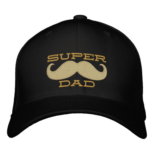 Superdad Moustache SUPER DAD Embroidered Hat (Front)
