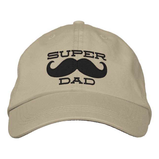 Superdad Moustache SUPER DAD Embroidered Hat (Front)