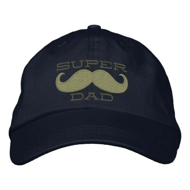 Superdad Mustache SUPER DAD Embroidered Hat (Front)