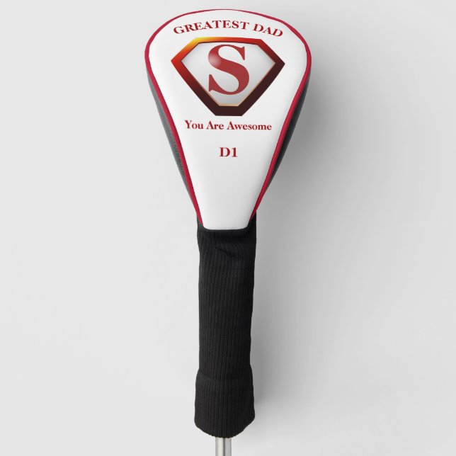 SuperDad White+Red Pipe Golf Head Cover (Front)