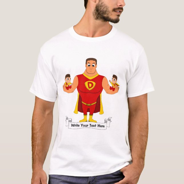 Superdad with twins - cartoon T-Shirt (Front)