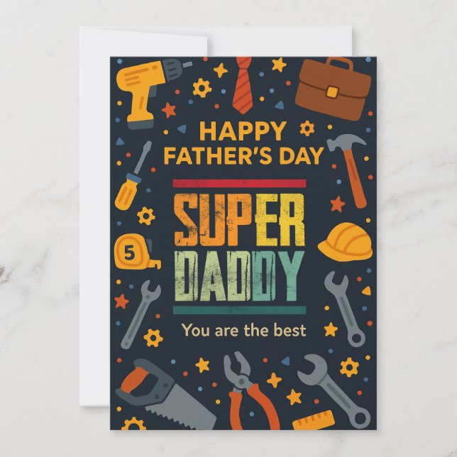 SuperDaddy Garden Happy Fathers Day Gifts Cards (Front)
