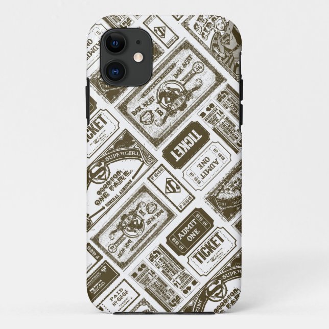 Supergirl Admit One Pattern Brown Case-Mate iPhone Case (Back)