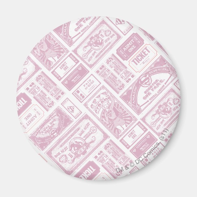 Supergirl Admit One Pattern Pink Magnet (Front)